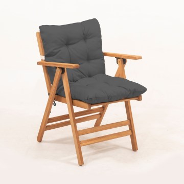Fauteuil de jardin pliant avec coussin gris/chêne