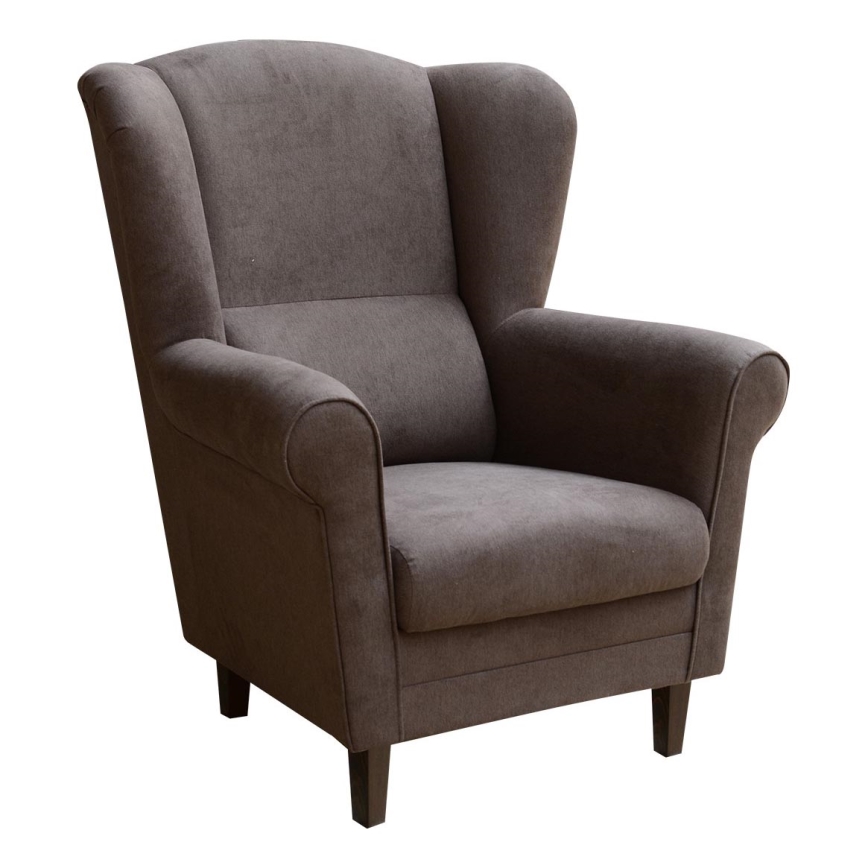 Fauteuil GALA à oreilles, brun foncé