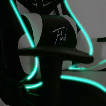 Fauteuil gaming VARR Flash avec rétro-éclairage LED RVB + télécommande noire/blanche