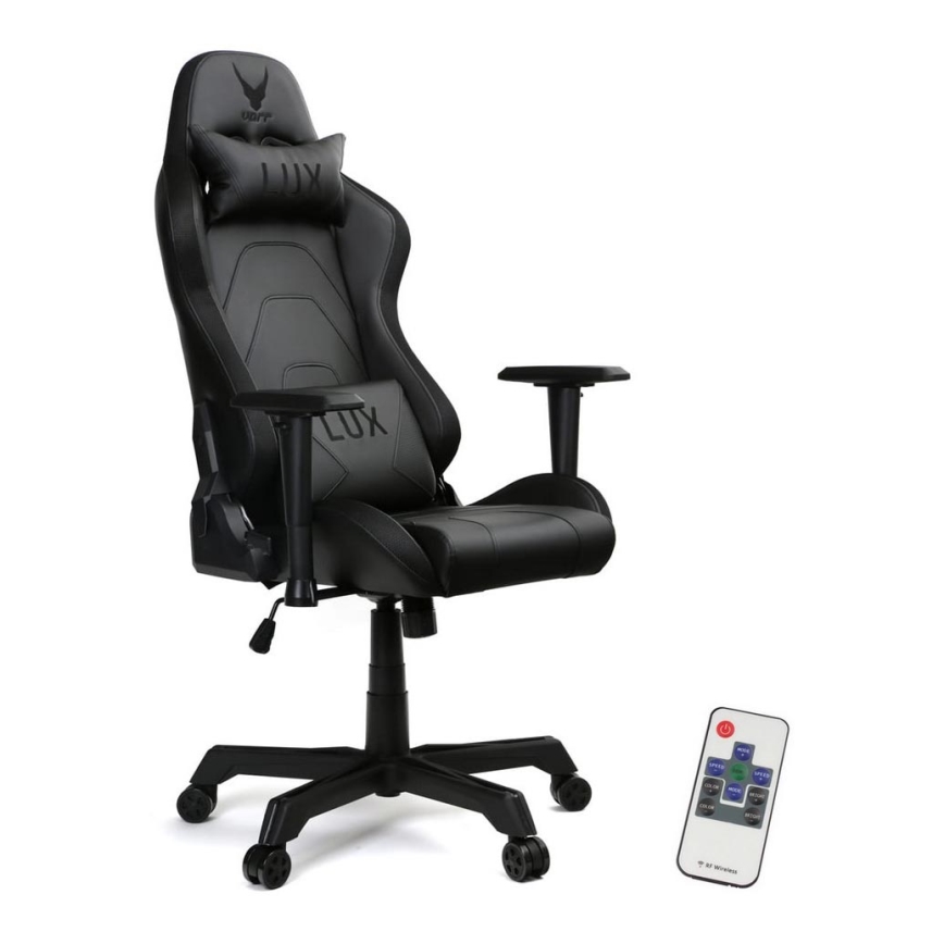 Fauteuil gaming VARR Lux avec rétro-éclairage LED RGB + télécommande noire