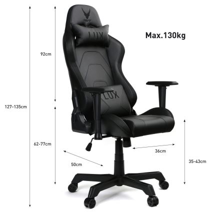 Fauteuil gaming VARR Lux avec rétro-éclairage LED RGB + télécommande noire