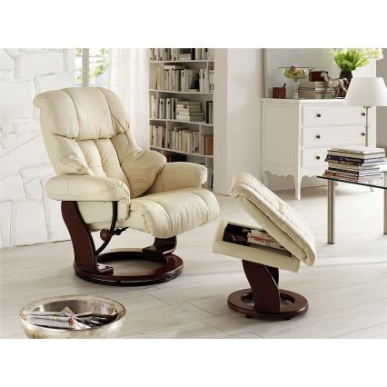 Fauteuil inclinable HABI crème/noyer