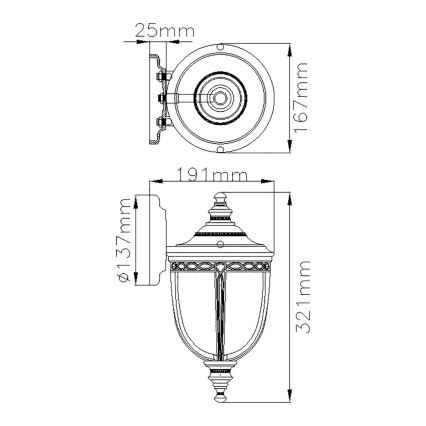 Feiss - Applique murale d'extérieur ENGLISH BRIDLE 1xE27/60W/230V IP44