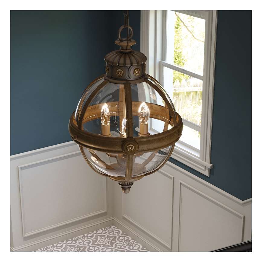 Feiss - Hanglamp aan ketting ADAMS 3xE14/60W/230V brons