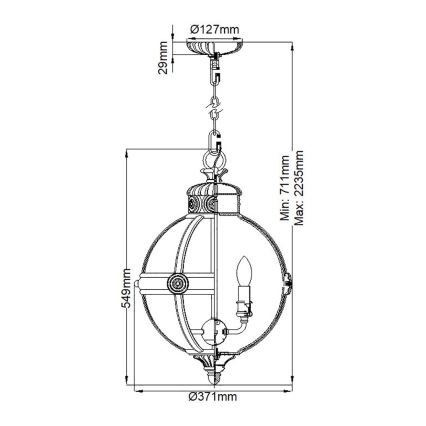 Feiss - Hanglamp aan ketting ADAMS 3xE14/60W/230V brons