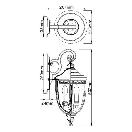 Feiss - Wandlamp voor buiten ENGLISH BRIDLE 3xE14/60W/230V IP44