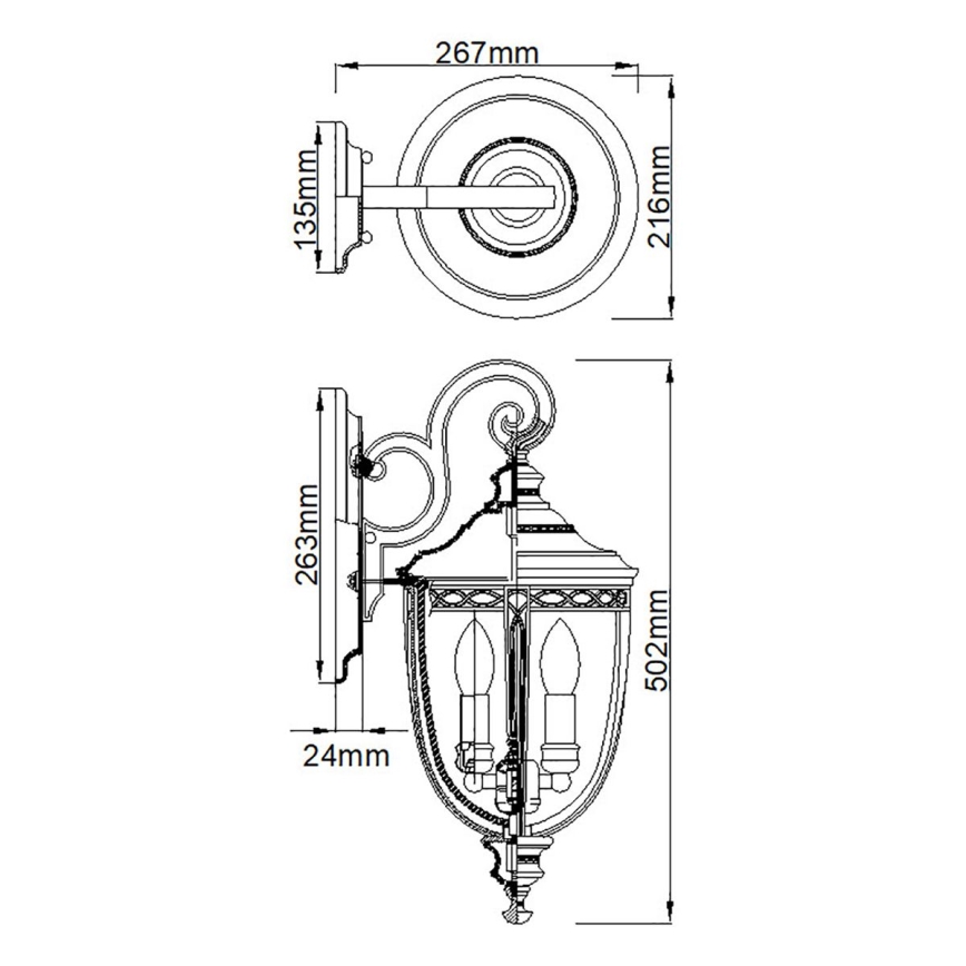 Feiss - Wandlamp voor buiten ENGLISH BRIDLE 3xE14/60W/230V IP44