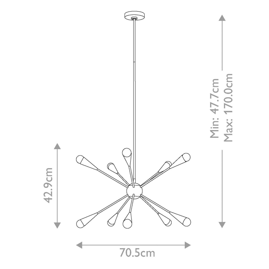 Feiss - LED Hanglamp met vaste pendel JAX 10xG9/3W/230V goud