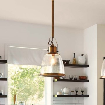 Feiss - Hanglamp met vaste pendel HOBSON 1xE27/60W/230V brons