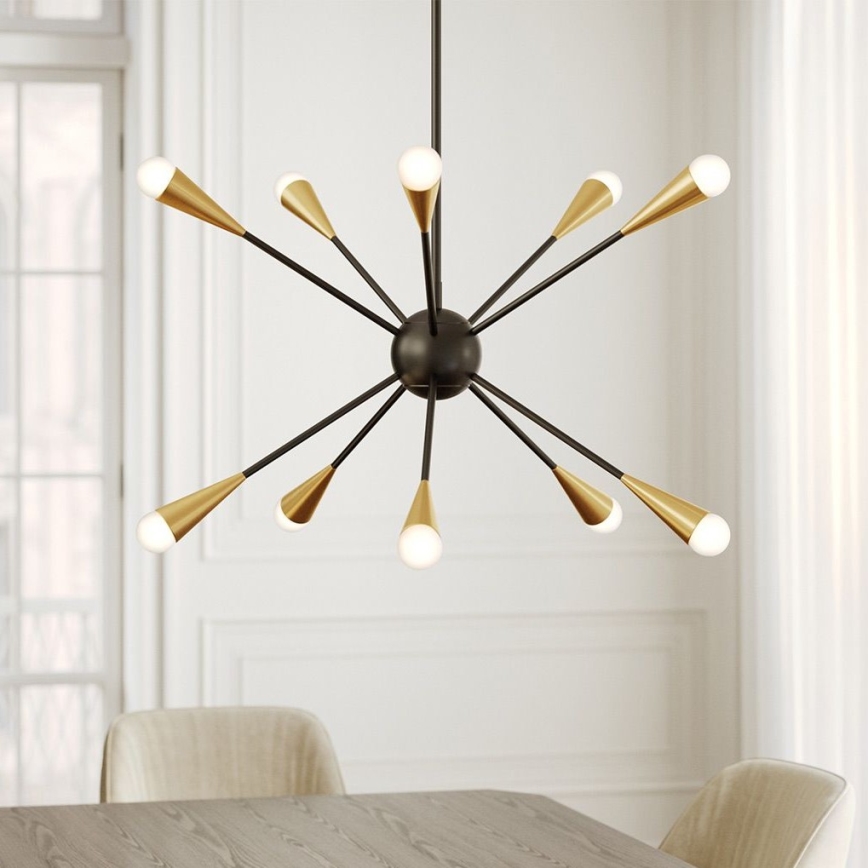 Feiss - Suspension-barre JAX 10xG9/3W/230V noir/doré
