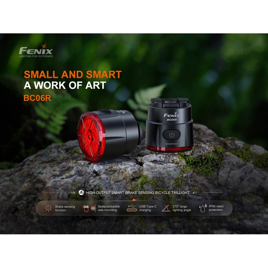 Fenix BC06R - Éclairage de vélo à intensité variable et rechargeable LED/USB IP66 90 lm 24,5 h