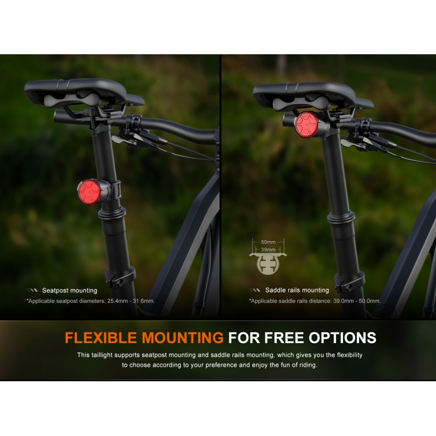 Fenix BC06R - Éclairage de vélo à intensité variable et rechargeable LED/USB IP66 90 lm 24,5 h