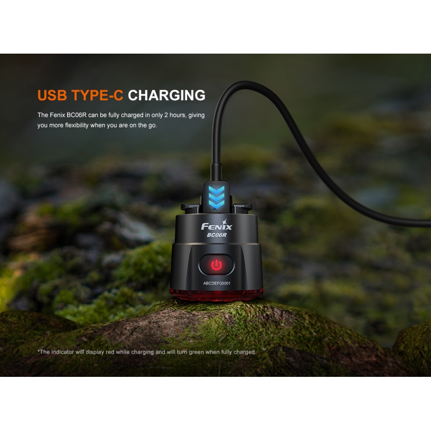 Fenix BC06R - Éclairage de vélo à intensité variable et rechargeable LED/USB IP66 90 lm 24,5 h