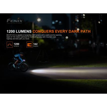 Fenix BC21RV30 - Oplaadbare LED Fietslamp LED/USB IP68 1200 lm 33 uur