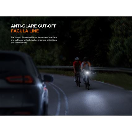 Fenix BC22R - Lampe de vélo rechargeable LED à intensité réglable LED/USB 3400 mAh IP66 1400 lm 41 h noire