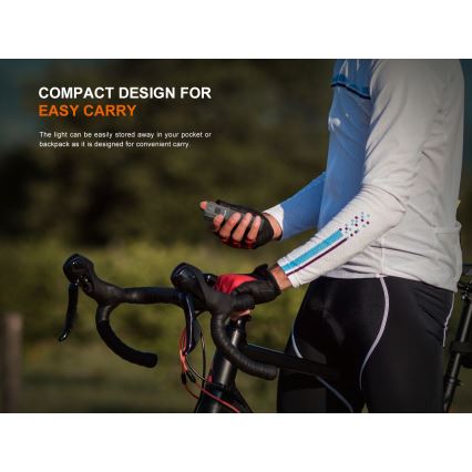 Fenix BC22R - Lampe de vélo rechargeable LED à intensité réglable LED/USB 3400 mAh IP66 1400 lm 41 h noire