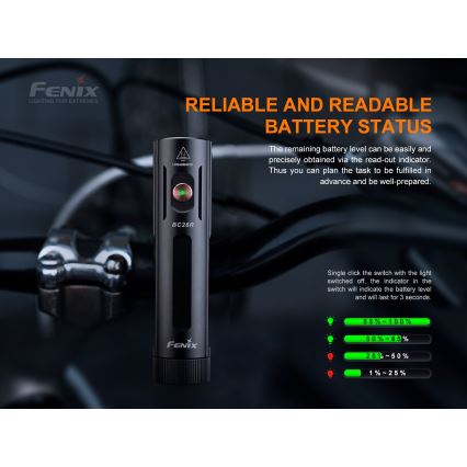 Fenix BC26R - Lampe de vélo rechargeable LED/USB IP68 1600 lm 65 hrs