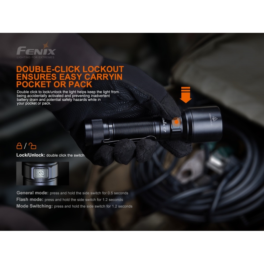 Fenix C7 - LED Dimbaar rechargeable flashlight 1xLED/1x21700 IP68 3000 lm 68 h