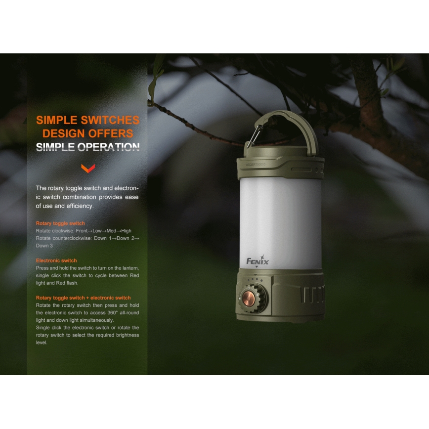 Fenix CL26RPROOLI - LED Dimbaar draagbaar oplaadbaar lamp LED/USB IP66 650 glanzend 408 h 5000 mAh groen
