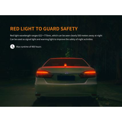 Fenix CL26RRED - Lampe portable rechargeable à intensité variable LED/USB/2xCR123A IP66 400 brillant 400 h 2600 mAh orange