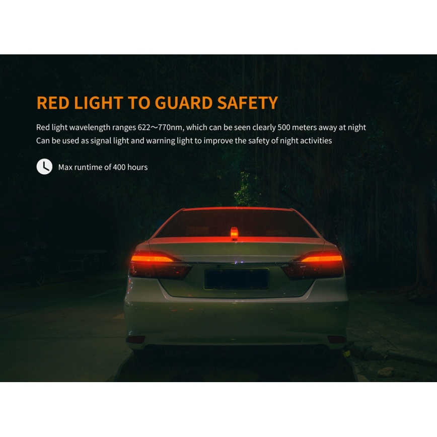 Fenix CL26RRED - Lampe portable rechargeable à intensité variable LED/USB/2xCR123A IP66 400 lm 400 h 2600 mAh orange