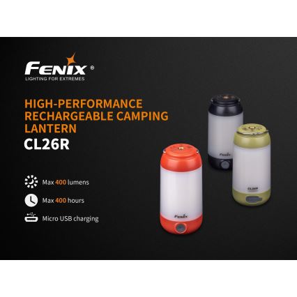 Fenix CL26RRED - LED Dimbaar draagbaar oplaadbaar lamp LED/USB/2xCR123A IP66 400 glanzend 400 h 2600 mAh oranje
