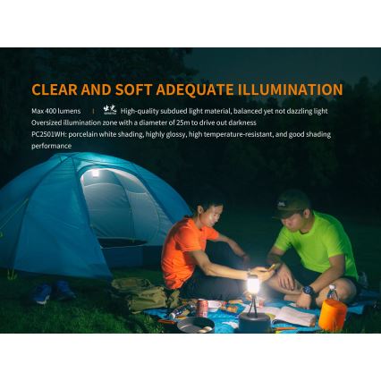 Fenix CL26RRED - LED Dimbaar draagbaar oplaadbaar lamp LED/USB/2xCR123A IP66 400 glanzend 400 h 2600 mAh oranje