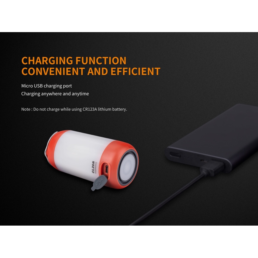 Fenix CL26RRED - LED Dimbaar draagbaar oplaadbaar lamp LED/USB/2xCR123A IP66 400 glanzend 400 h 2600 mAh oranje