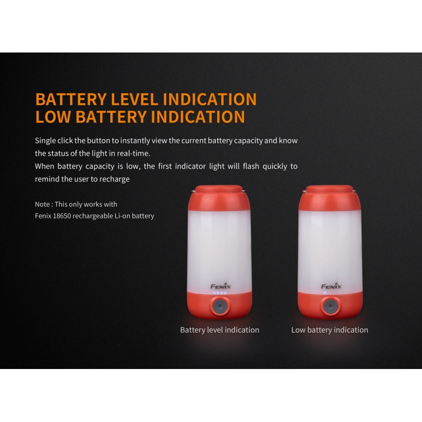 Fenix CL26RRED - LED Dimbaar draagbaar oplaadbaar lamp LED/USB/2xCR123A IP66 400 glanzend 400 h 2600 mAh oranje