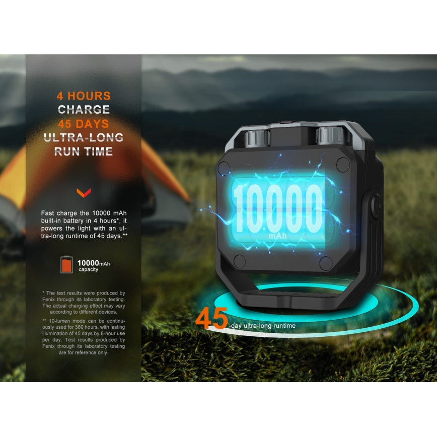Fenix CL28R - Projecteur à intensité variable rechargeable avec une batterie portative LED/USB IP66 2000 brillant 360 h 10000 mAh