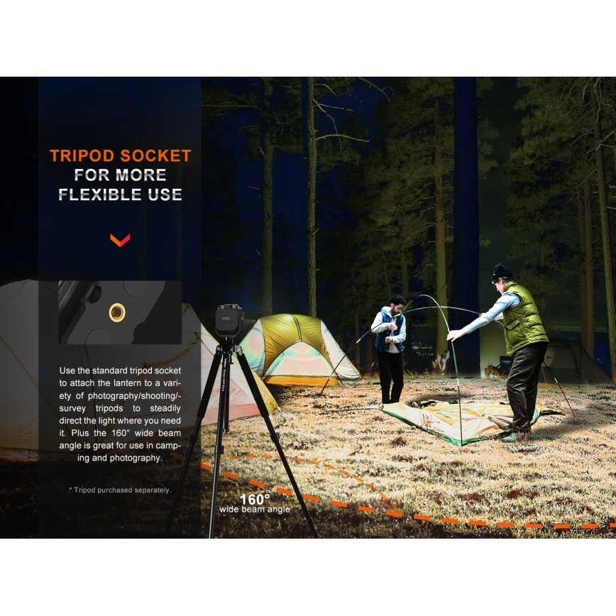 Fenix CL28R - Projecteur à intensité variable rechargeable avec une batterie portative LED/USB IP66 2000 brillant 360 h 10000 mAh