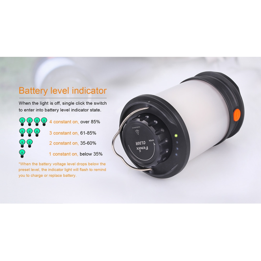 Fenix CL30R - Lampe portable rechargeable LED/USB/6xCR123A IPX7 650 lm 300 h 2600 mAh