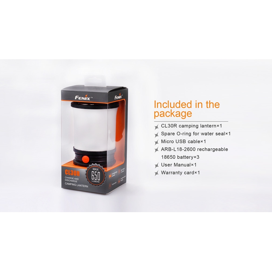 Fenix CL30R - LED draagbare oplaadbare lamp LED/USB/6xCR123A IPX7 650 lm 300 h 2600 mAh
