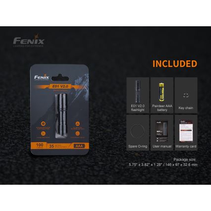 Fenix E01V20BLC - Lampe torche LED/1xAAA IP68 100 lm 25 hrs