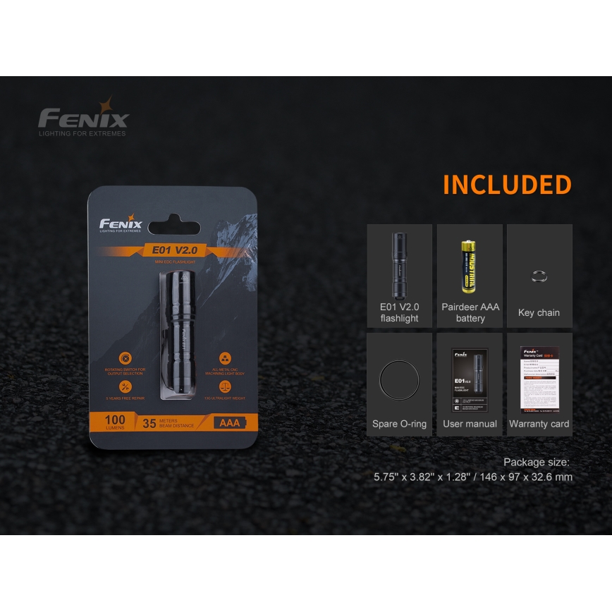Fenix E01V20BLC - LED Zaklamp LED/1xAAA IP68