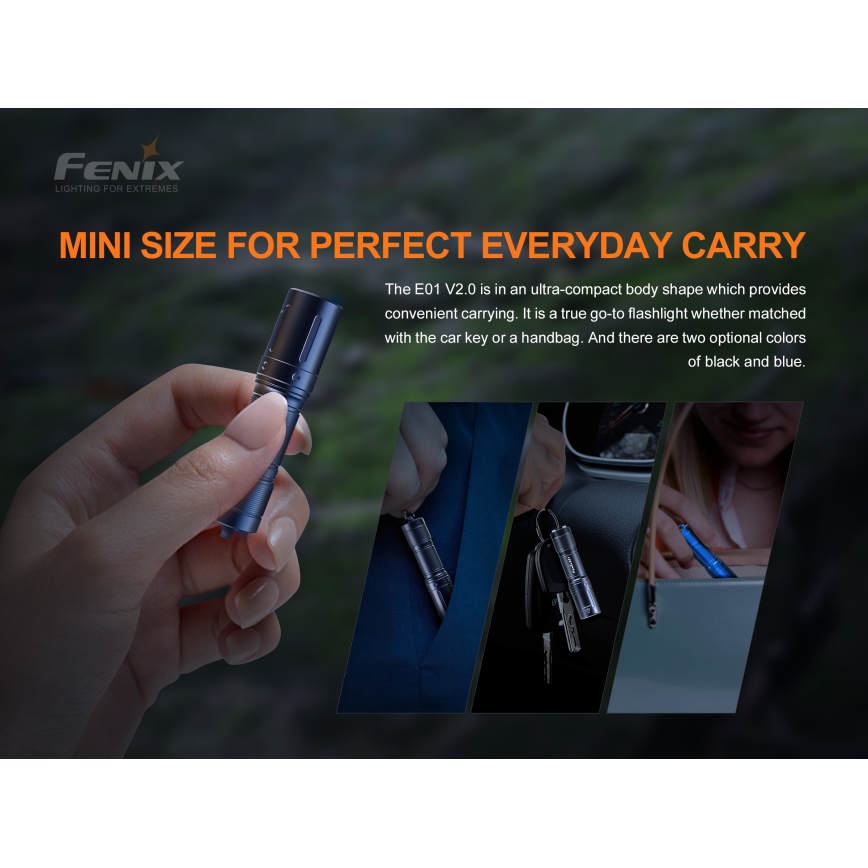 Fenix E01V20BLC - LED Zaklamp LED/1xAAA IP68