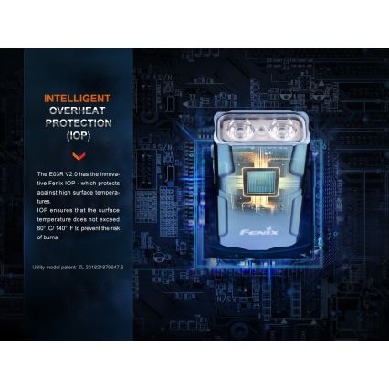 Fenix E03RV20BLU - LED Oplaadbare zaklamp LED/USB IP66 500 lm 30 h 400 mAh