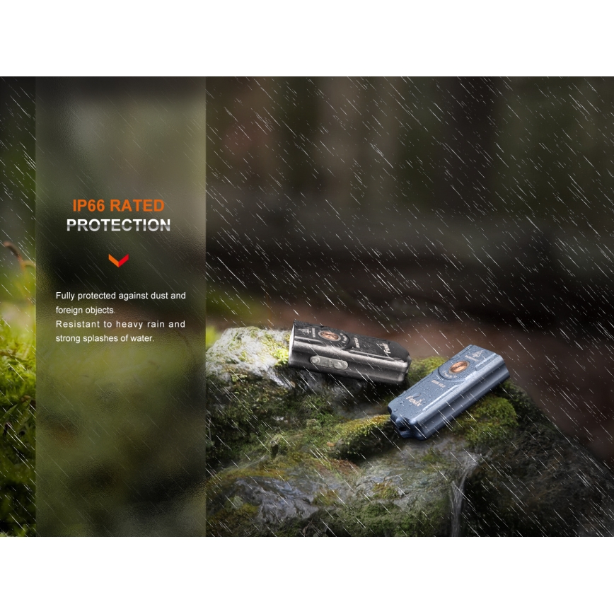 Fenix E03RV20GREY - Lampe torche rechargeable LED/USB IP66 500 brillant 30 h 400 mAh