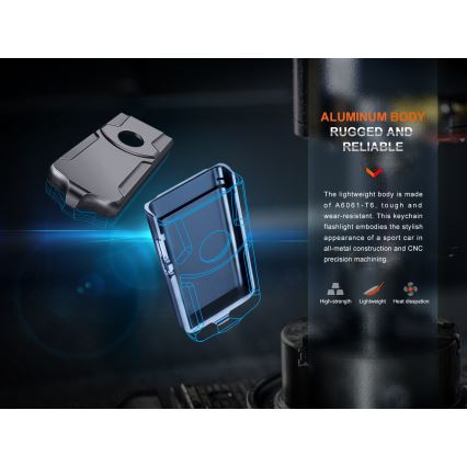 Fenix E03RV20GREY - LED Oplaadbare zaklamp LED/USB IP66 500 glanzend 30 h 400 mAh