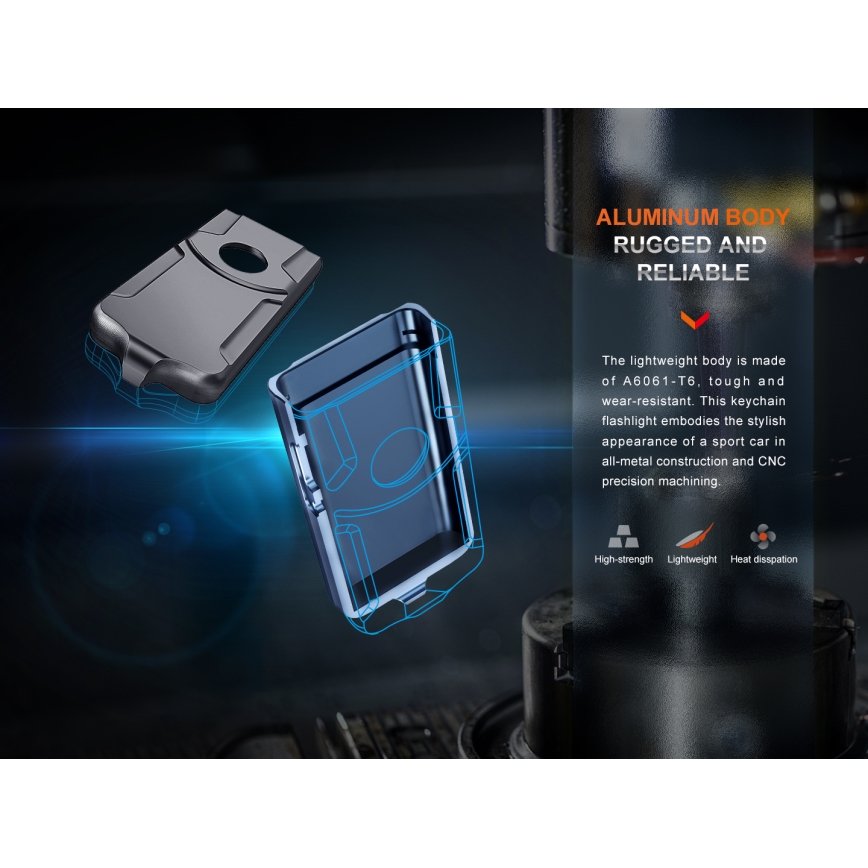 Fenix E03RV20GREY - LED Oplaadbare zaklamp LED/USB IP66 500 glanzend 30 h 400 mAh