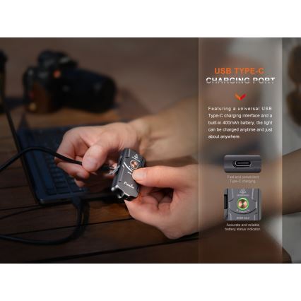 Fenix E03RV20GREY - LED Oplaadbare zaklamp LED/USB IP66 500 glanzend 30 h 400 mAh