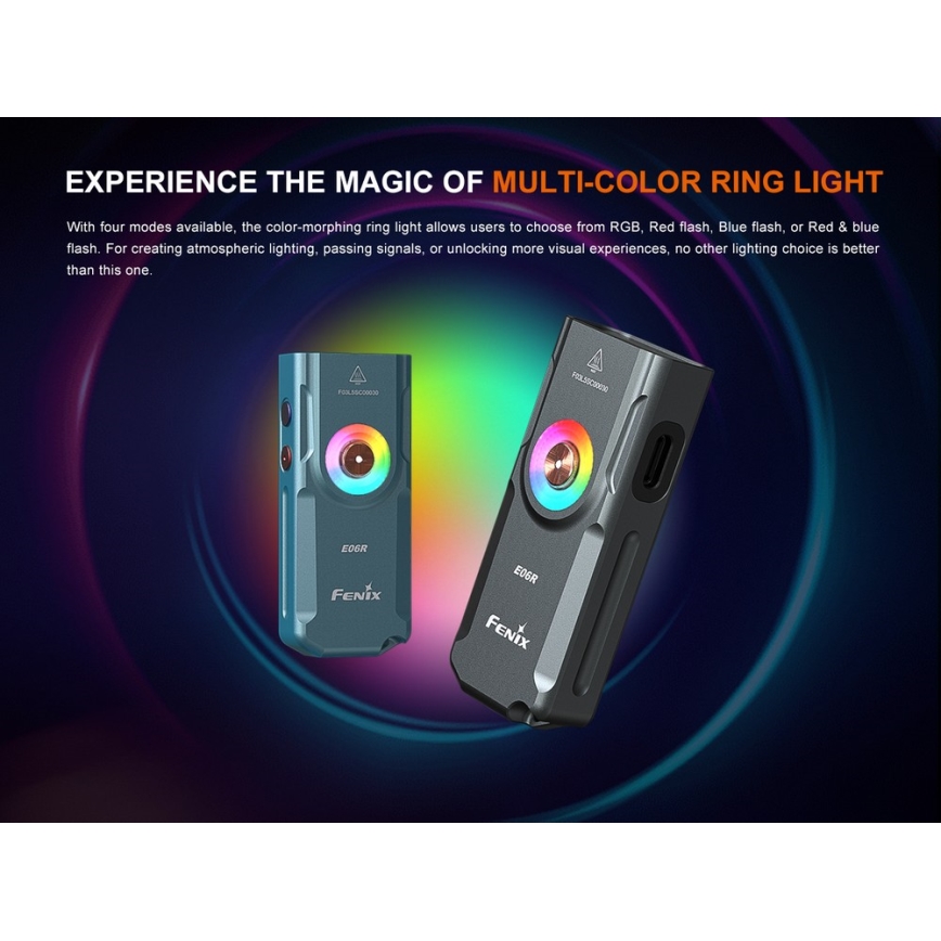 Fenix E06RTKS - LED Dimbaar oplaadbaar zaklamp UV LED/USB IP66 700 lm 60 h 750 mAh turquoise