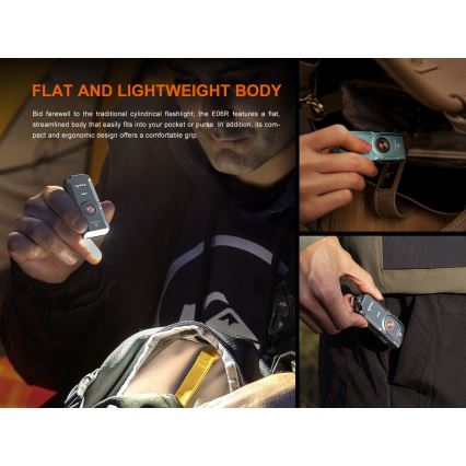 Fenix E06RTKS - LED Dimbaar oplaadbaar zaklamp UV LED/USB IP66 700 lm 60 h 750 mAh turquoise