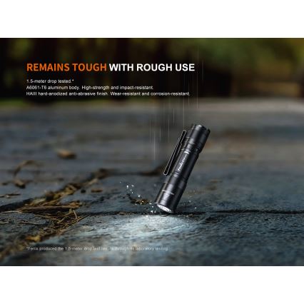 Fenix E12V30 - dimbare oplaadbare LED-zaklamp LED/1xAA 2000 mAh IP68 200 lm 100 h zwart