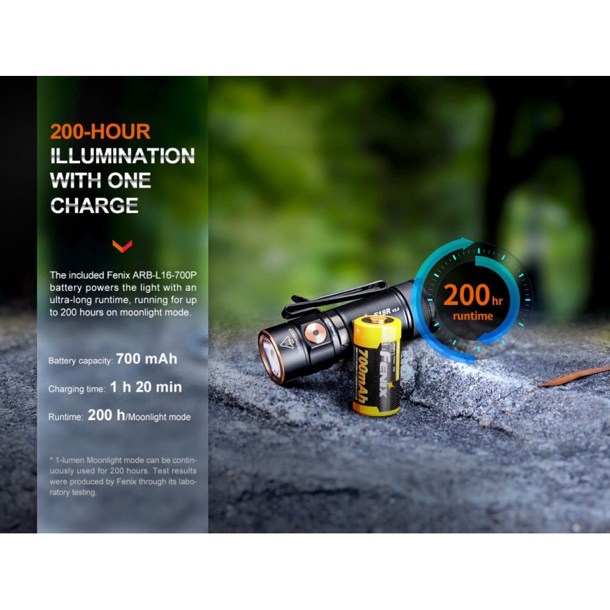 Fenix E18RV20 - Lampe torche rechargeable LED/USB IP68 1200 lm 200 hrs