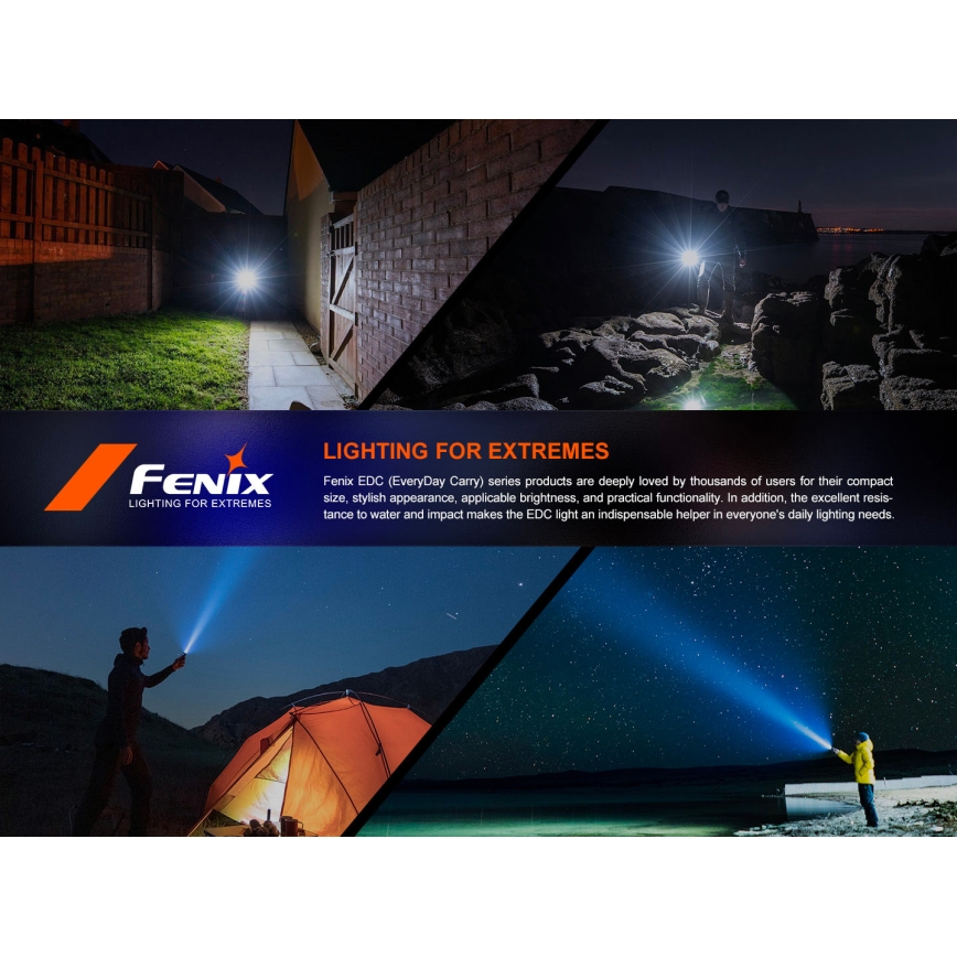 Fenix E18RV20800 - Dimbare oplaadbare LED-zaklamp LED/USB/1xCR123A 800 mAh IP68 1200 lm 200 h zwart