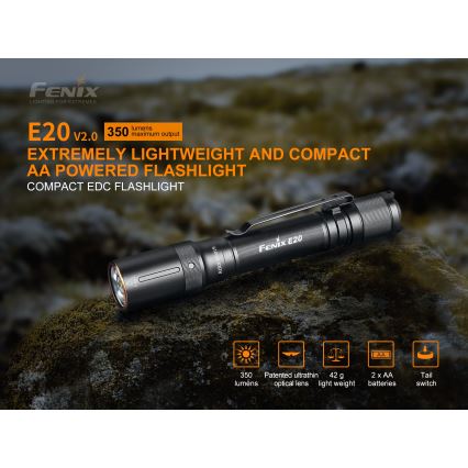 Fenix E20V20 - Lampe torche LED/2xAA IP68 350 lm 200 hrs