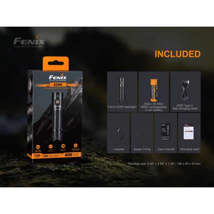 Fenix E28R - Lampe torche rechargeable LED/2xCR123A IP68 1500 lm 73 hrs