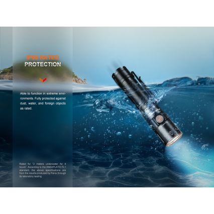 Fenix E28RV20 - Lampe torche à intensité variable rechargeable LED/USB/2xCR123A IP68 1700 brillant 260 h 3400 mAh
