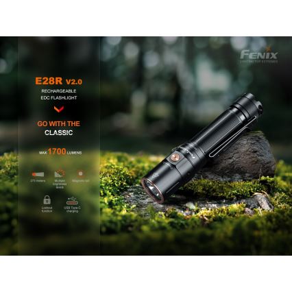 Fenix E28RV20 - LED Dimbaar oplaadbaar zaklamp LED/USB/2xCR123A IP68 1700 glanzend 260 h 3400 mAh